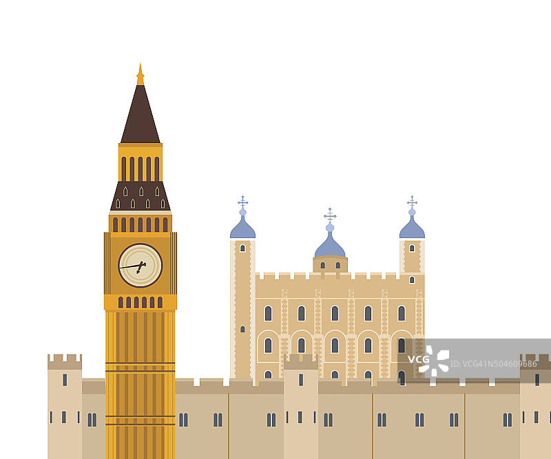 英国伦敦平面图标设计旅游概念。伦敦旅行。图片素材