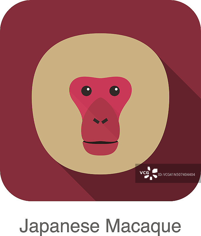 日本雪猴脸平图标设计图片素材