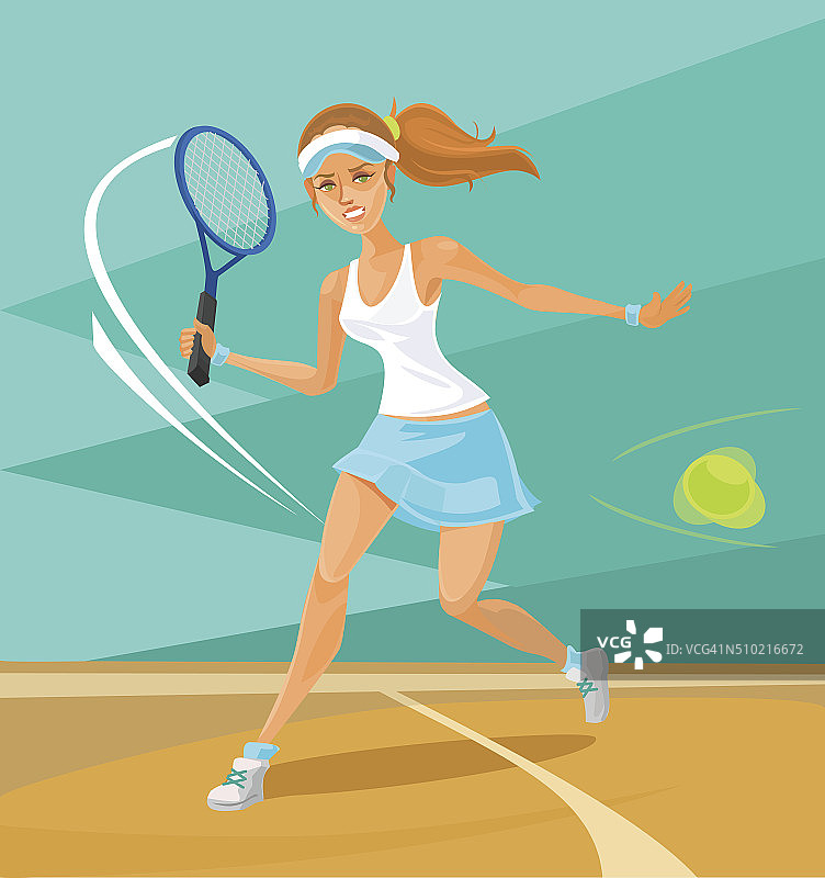 女子网球运动员。矢量平面插图图片素材