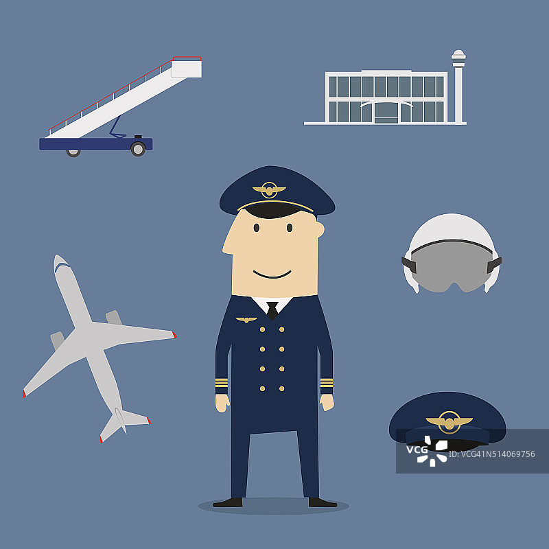 飞行员职业和航空标志图片素材