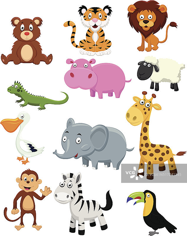 野生动物卡通集图片素材