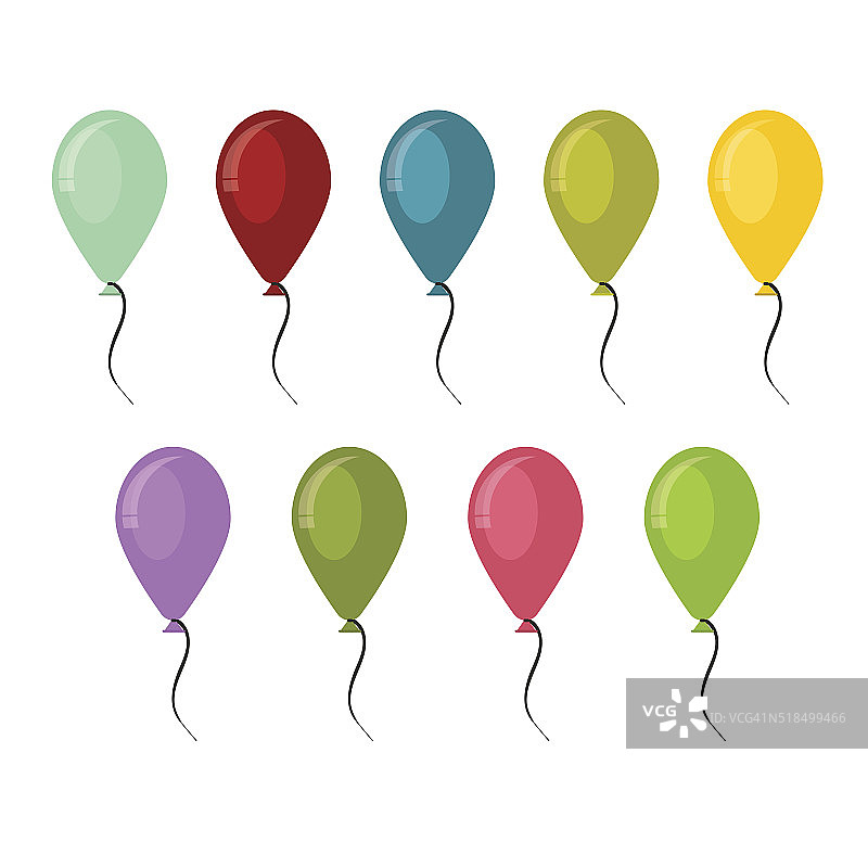 一堆彩色气球矢量插图图片素材