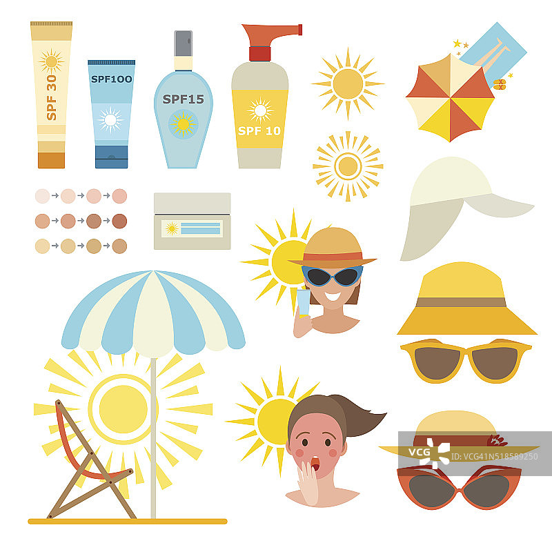 皮肤太阳保护癌症身体预防信息图向量图标图片素材