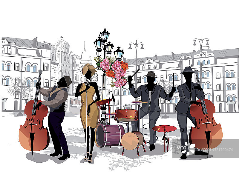 老城的大街小巷都有音乐家。图片素材