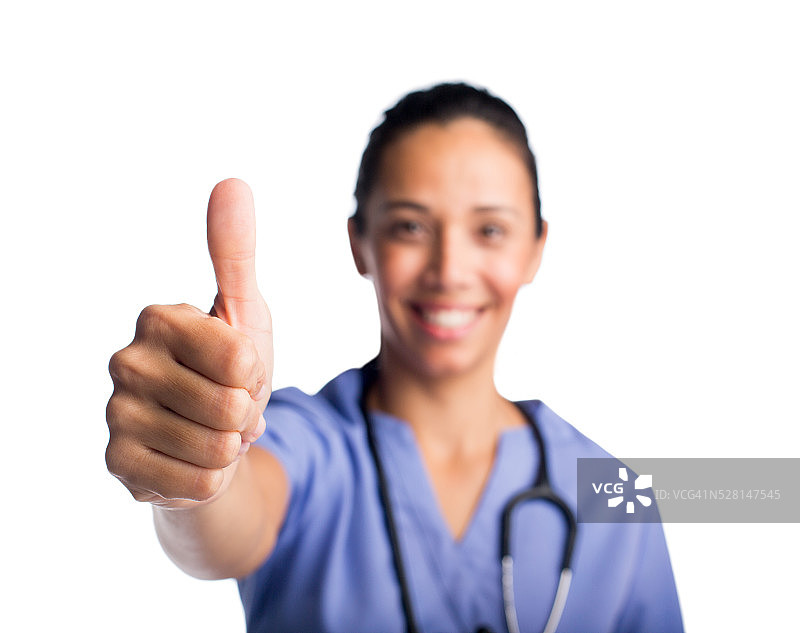 女护士竖起大拇指图片素材