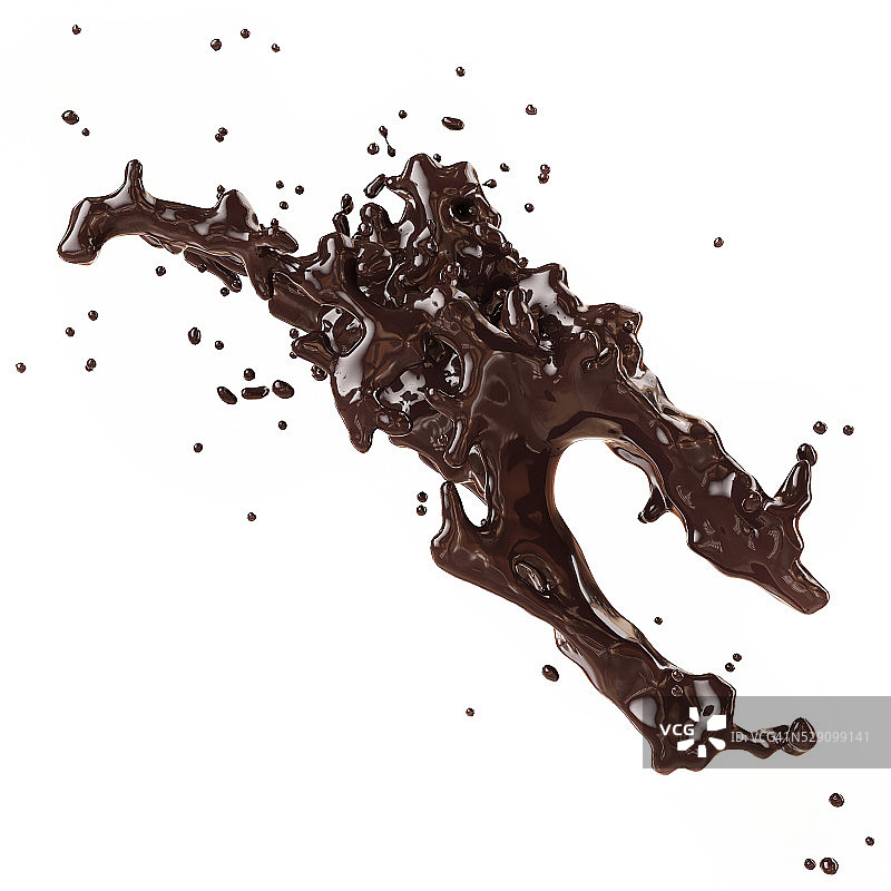 巧克力飞溅孤立在白色背景图片素材