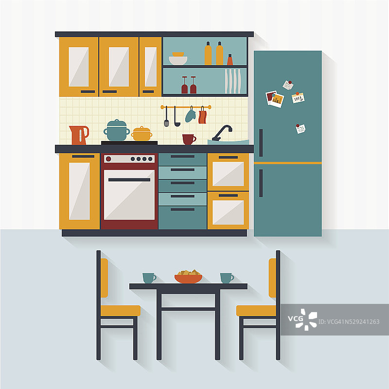 厨房家具平面插图图片素材