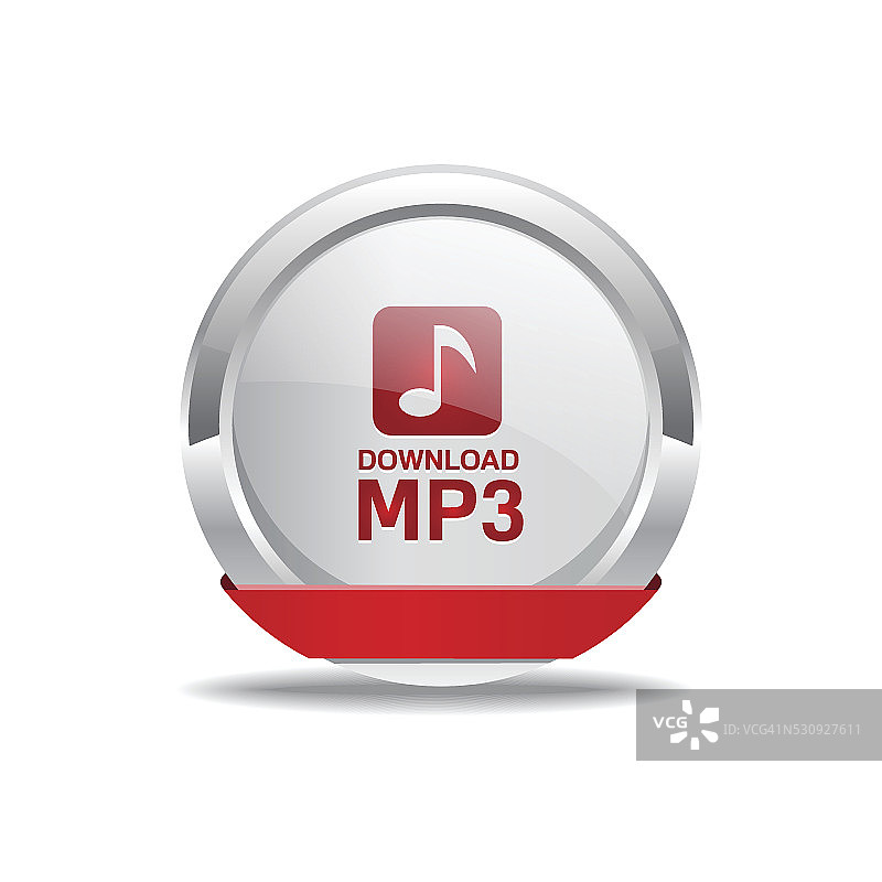 MP3下载红色矢量图标按钮图片素材