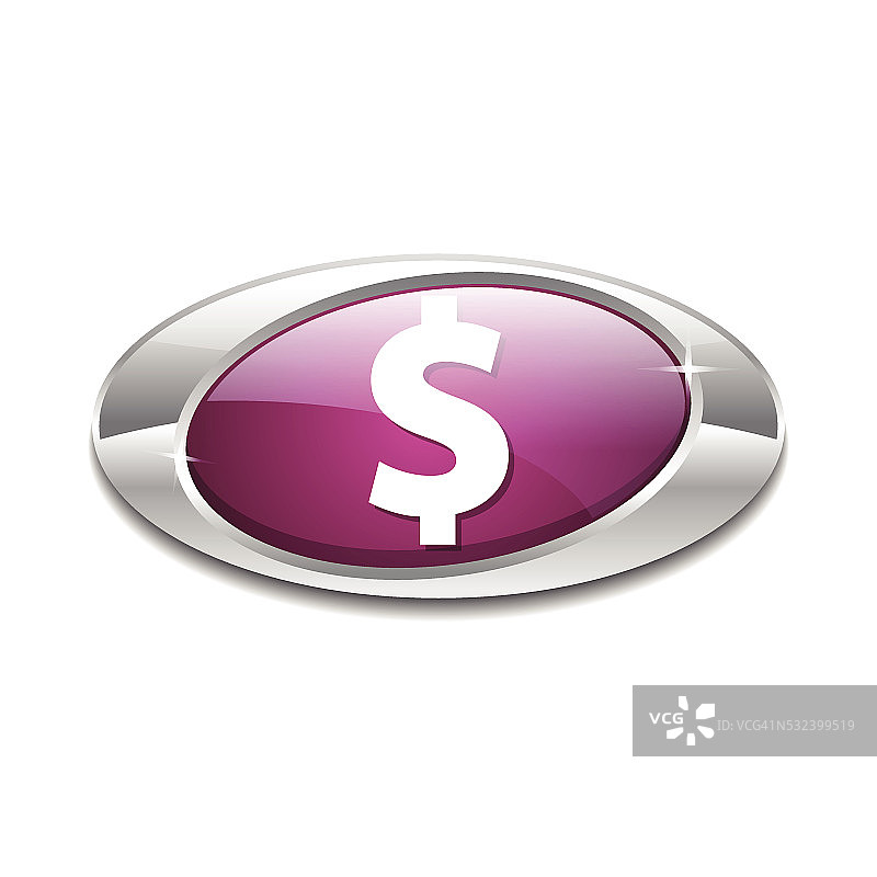 美元货币符号椭圆粉色矢量网页按钮图标图片素材