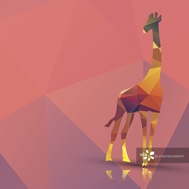 几何多边形长颈鹿，图案设计，矢量插图图片素材