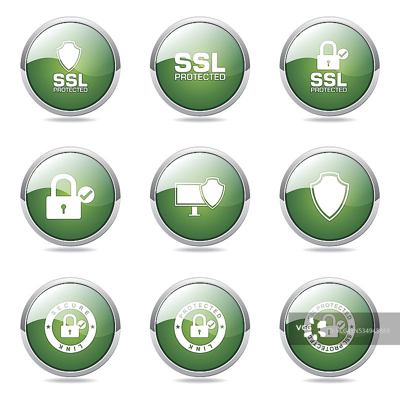 保护网络互联网绿色矢量按钮图标设计集图片素材