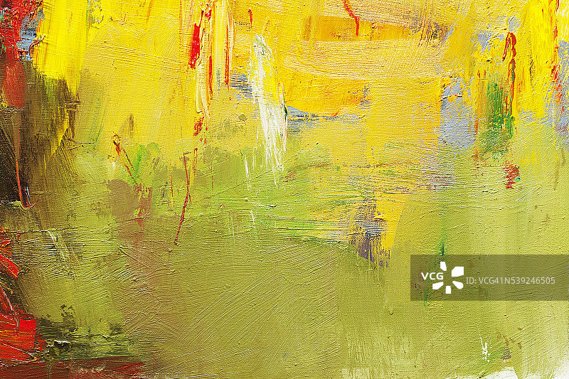 抽象画以绿、黄、红为艺术背景。图片素材