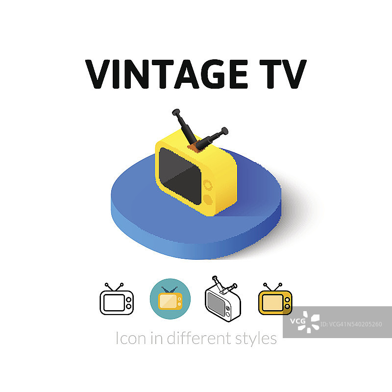 复古电视图标在不同的风格图片素材