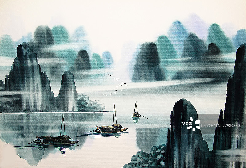 中国水彩画图片素材