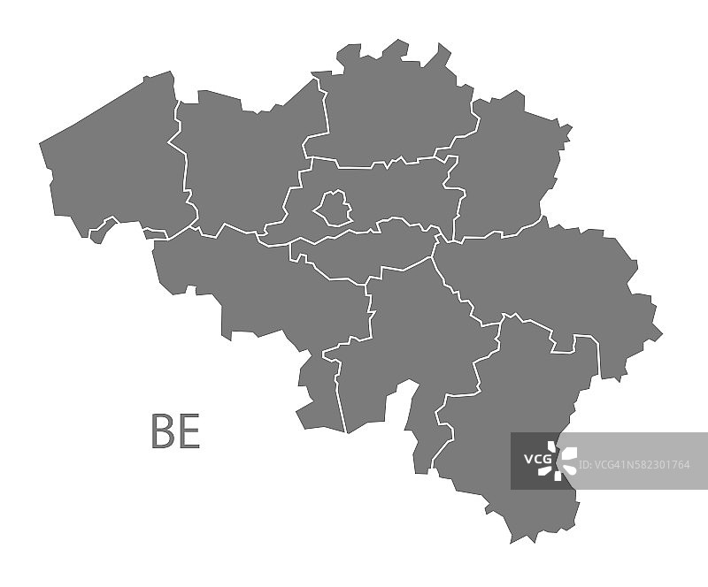 比利时地区地图灰色图片素材