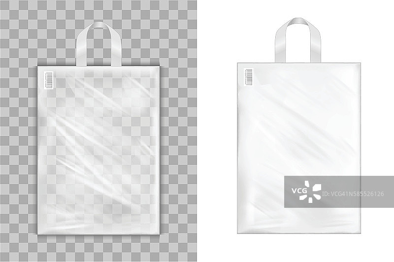 透明塑料购物袋，带提手图片素材