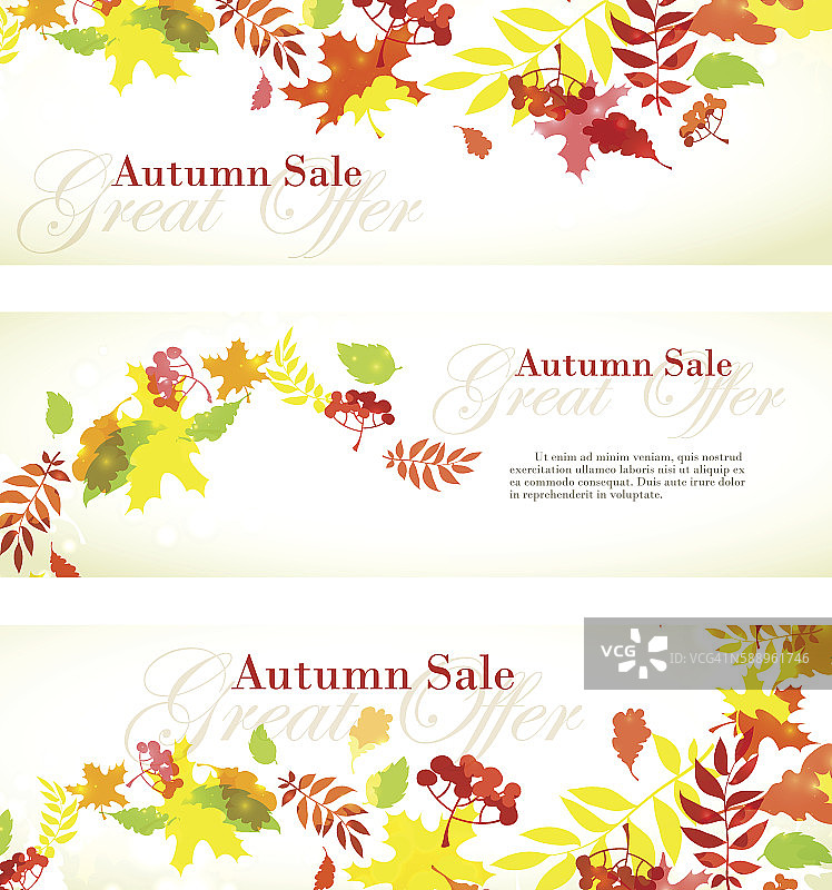 秋天的销售模板横旗与秋天明亮的树叶图片素材