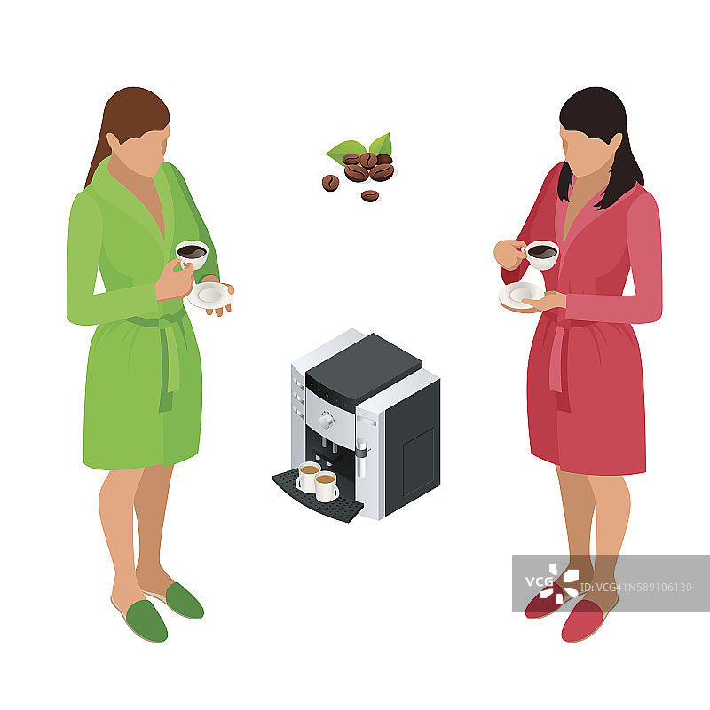 两个女人在家里喝咖啡图片素材