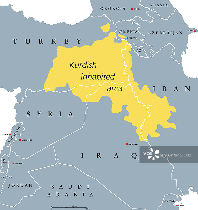 库尔德人居住区的政治地图图片素材
