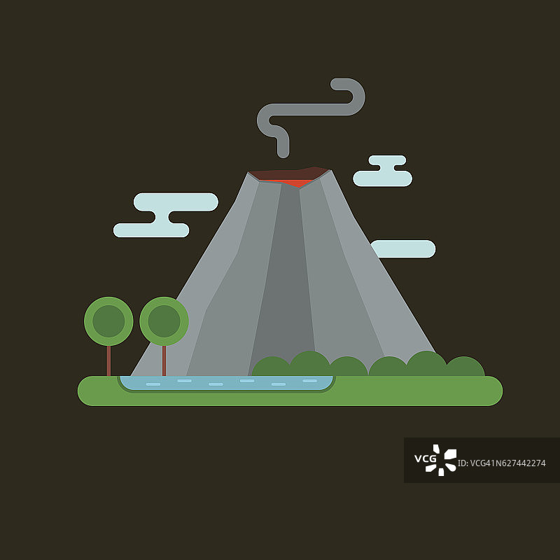 火山矢量插图。图片素材