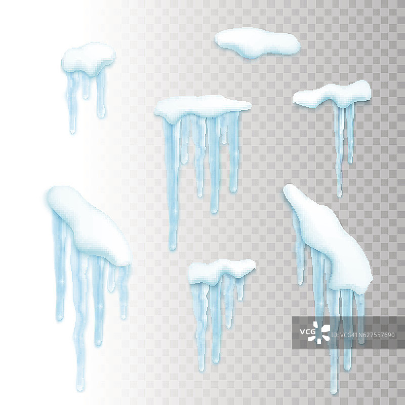 一组雪与冰柱的边界图片素材