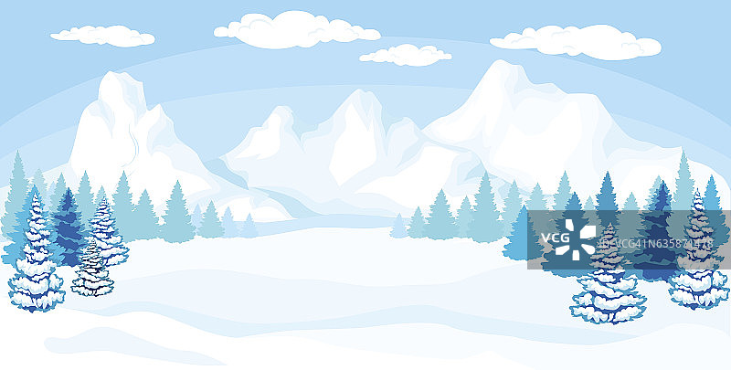 美丽的圣诞冬季景观背景。新年矢量贺卡图片素材