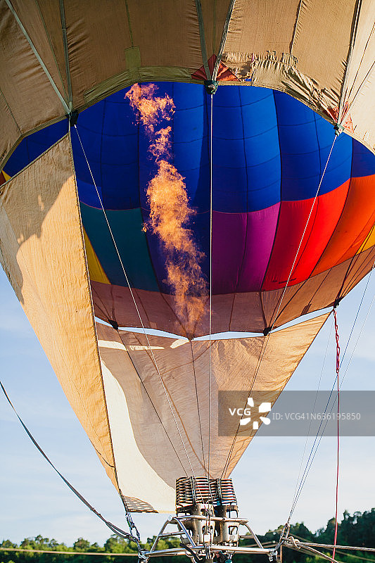蓝色天空中五颜六色的热气球图片素材