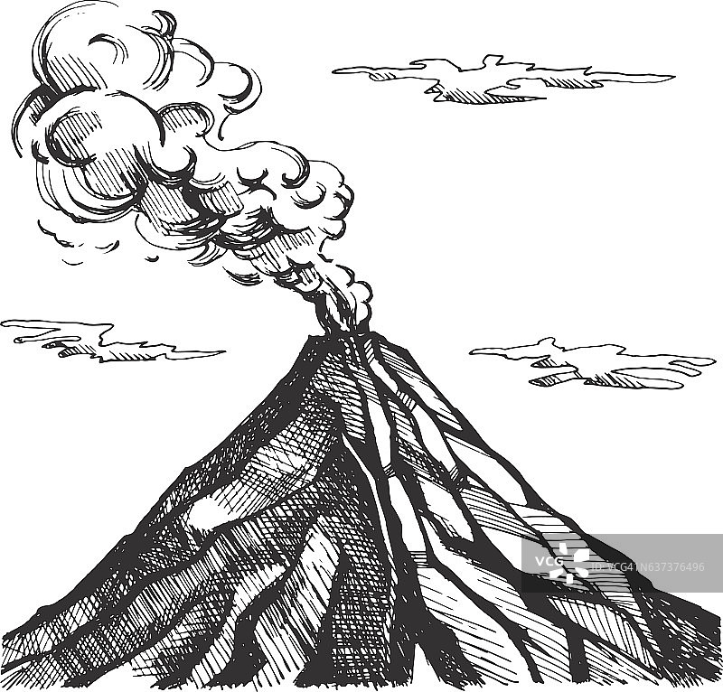 火山的矢量草图图片素材