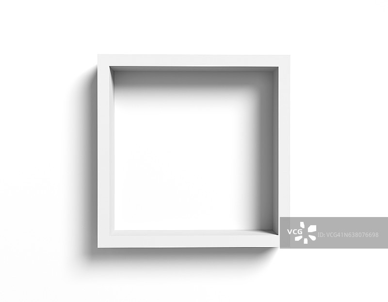 简单的白色盒子架子孤立在白色背景图片素材