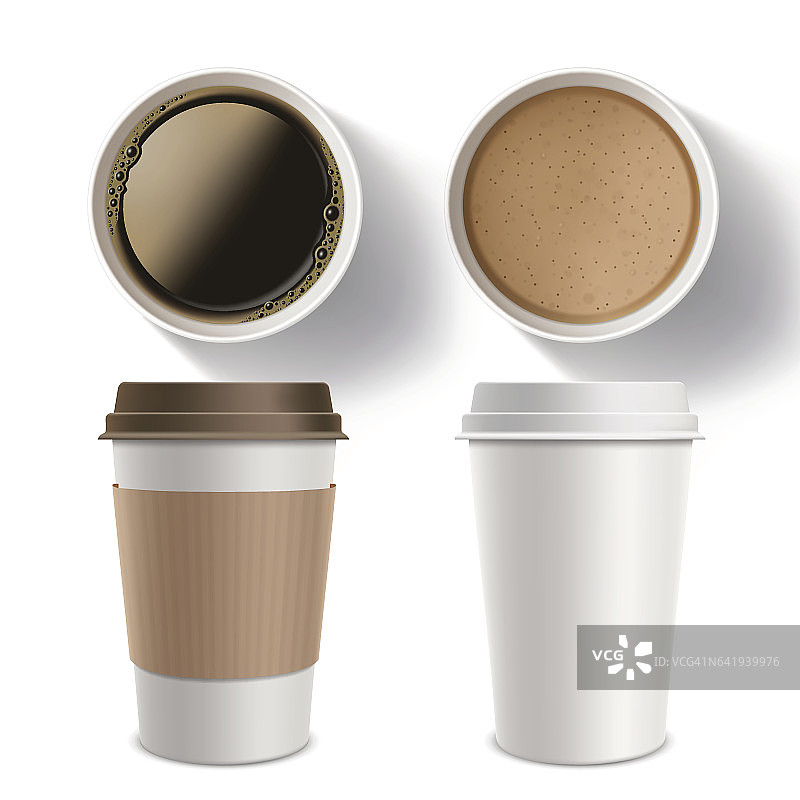 一套装咖啡的塑料容器。孤立的模型在一个白色的背景。图片素材