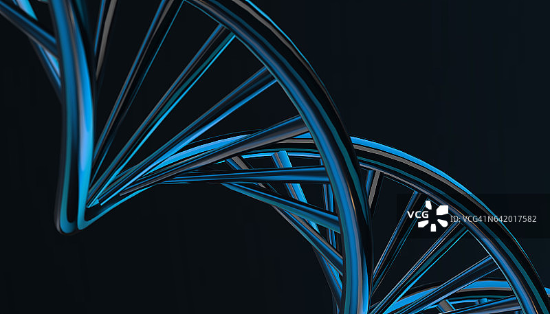 DNA在彩色背景和各种材质，3d渲染插图图片素材