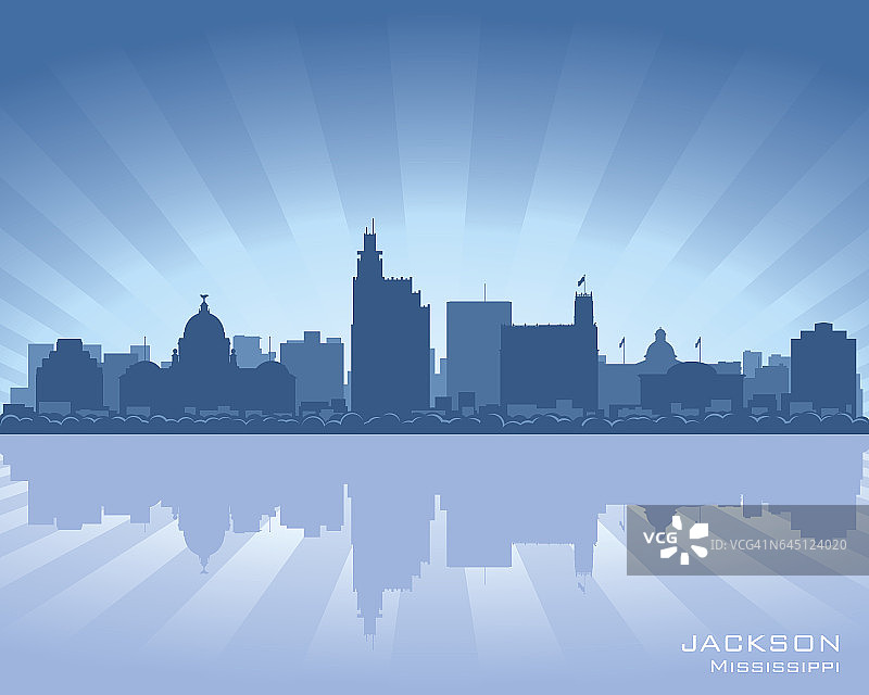 杰克逊密西西比城市的轮廓线图片素材