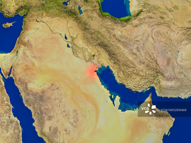 红色的是太空中的科威特图片素材