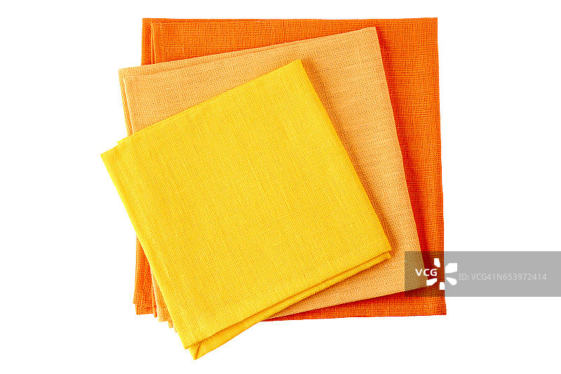 白色的三张彩色的纺织餐巾图片素材