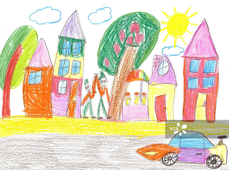 孩子们画的汽车图片素材
