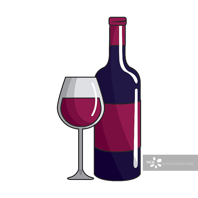 酒杯和酒瓶的美味图标图片素材