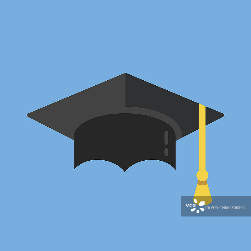 毕业帽图标。学位帽，毕业帽图标。平面设计矢量图图片素材