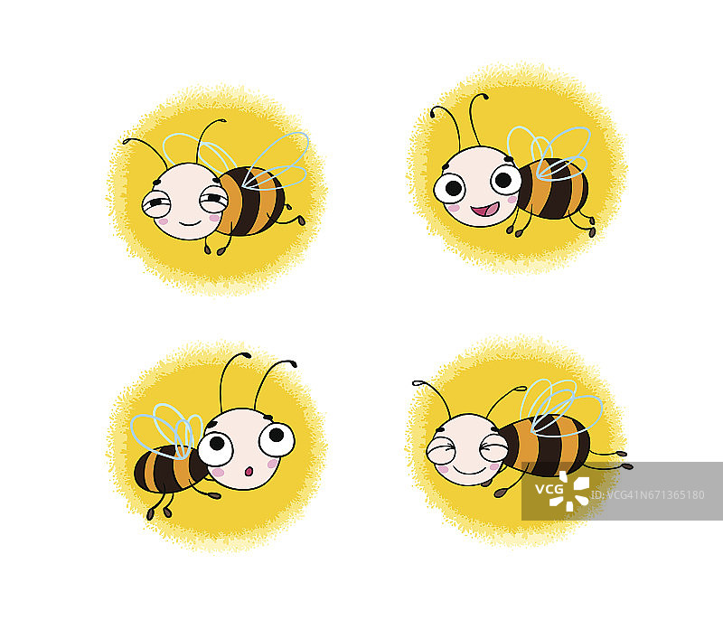 可爱的卡通蜜蜂。图片素材