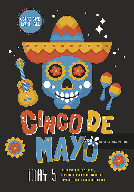 Cinco de Mayo墨西哥节日横幅，海报和派对邀请设计图片素材
