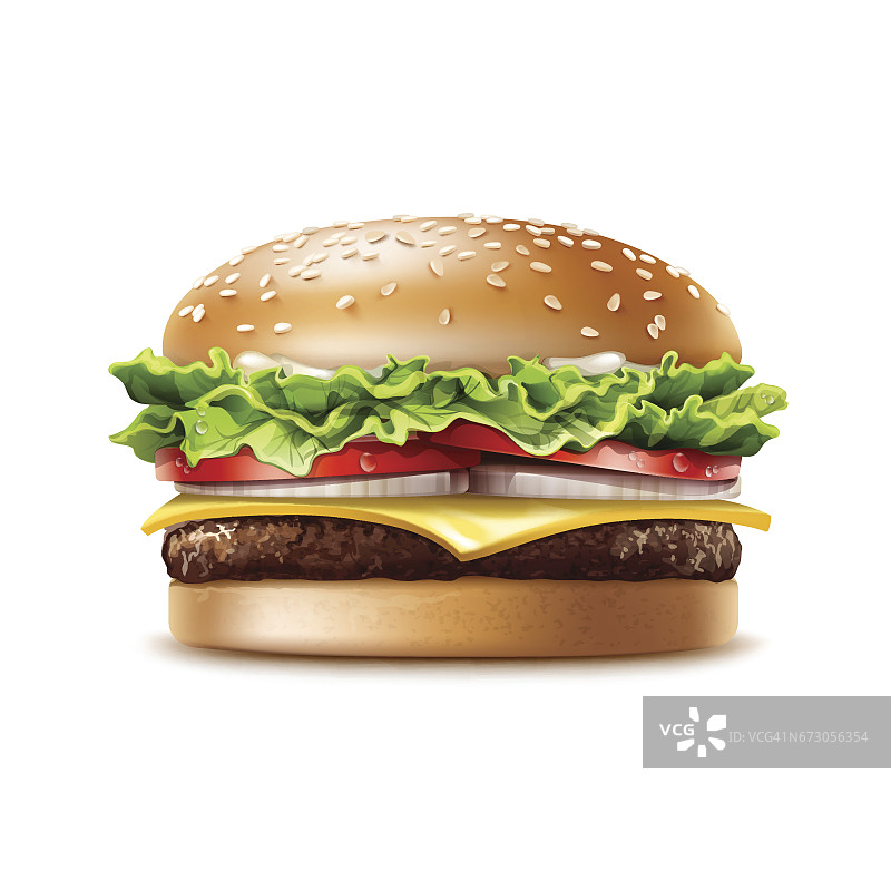 矢量现实汉堡快餐图片素材