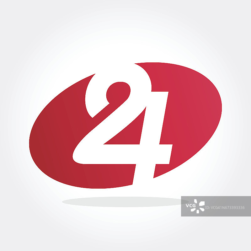 红色数字24在白色的背景设计插图图片素材