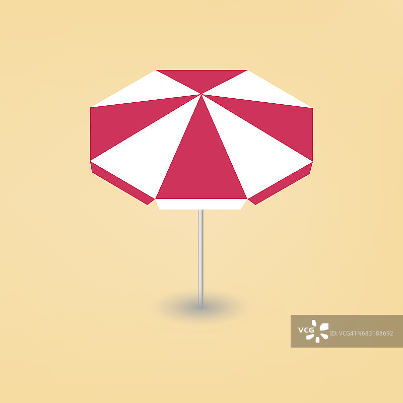 明亮的海滩伞3D，矢量插图。图片素材