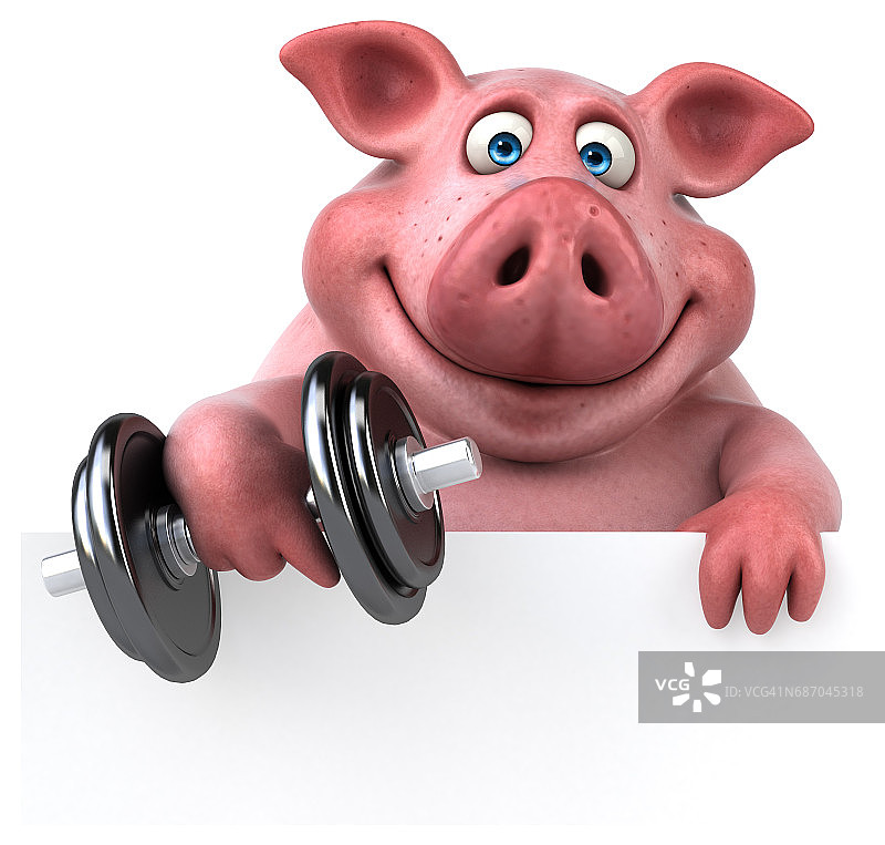 有趣的猪- 3D插图图片素材