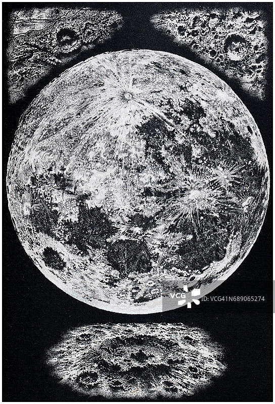 古色古香插图:月亮图片素材