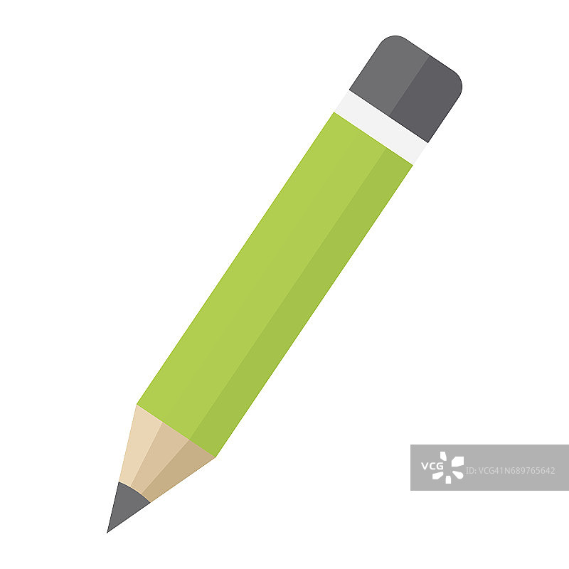 铅笔平面图标，教育和学校，矢量图形，一个彩色的固体图案在一个白色的背景，eps 10。图片素材