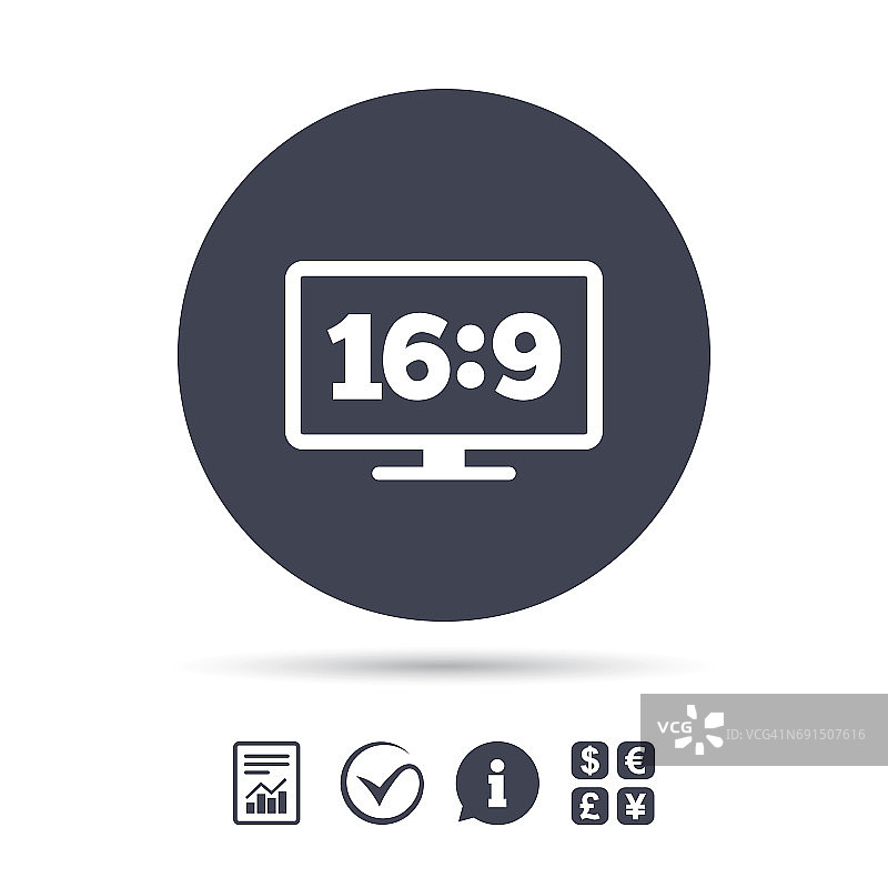 宽屏电视的纵横比为16:9。监控的象征。图片素材