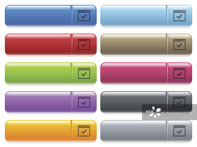 应用程序ok图标上的颜色光滑，矩形菜单按钮图片素材