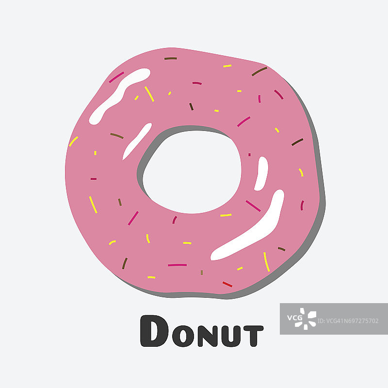 甜甜圈用粉色糖衣，甜甜圈图标矢量图片素材