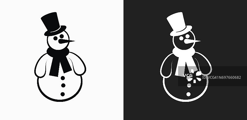 雪人图标在黑色和白色矢量背景图片素材