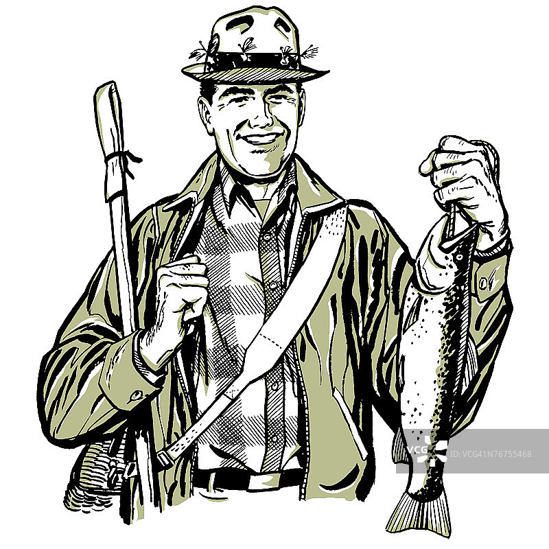渔夫与鱼图片素材